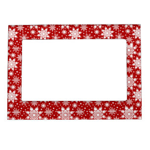Red and White Snowflake Seamless Pattern  Magnetic Frame