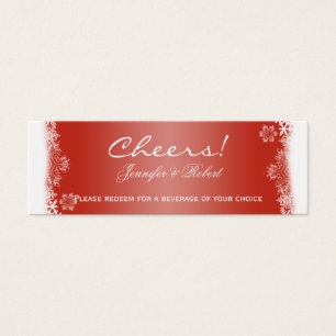 Red and White Snowflake Wedding Drink Tickets