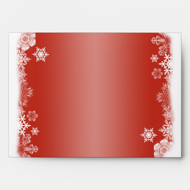 Red and White Snowflake Wedding Envelope (Front)