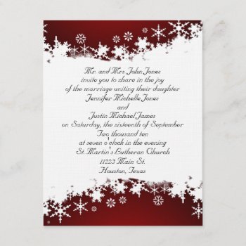 Red And White Snowflake Wedding Invitation by Lilleaf at Zazzle