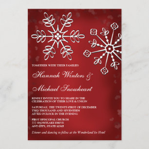 Red and White Snowflake Wedding Invitations