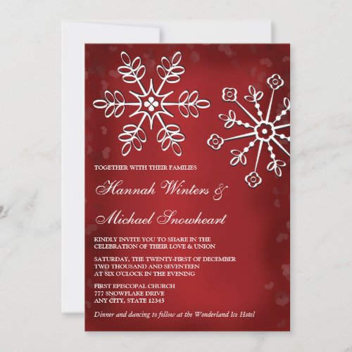 Red and White Snowflake Wedding Invitations