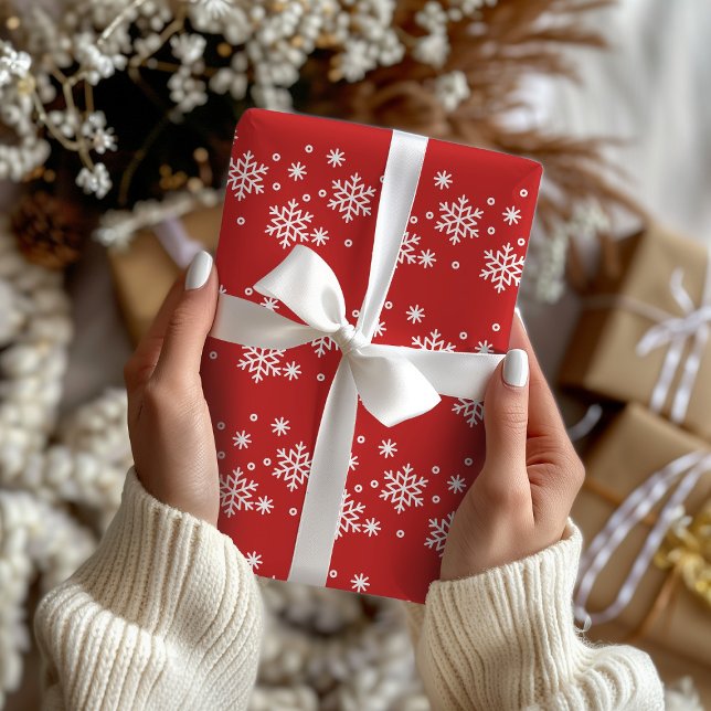 Red and White Snowflake wrapping paper (Creator Uploaded)