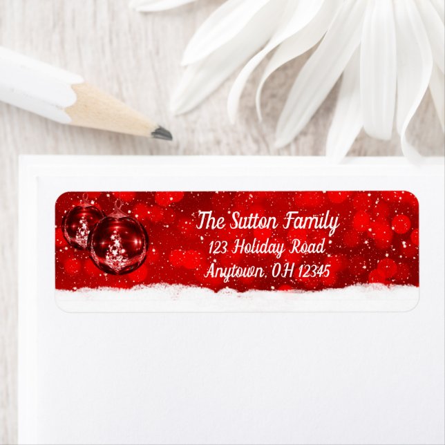 Red and White Snowflakes | Christmas Address Label (Insitu)