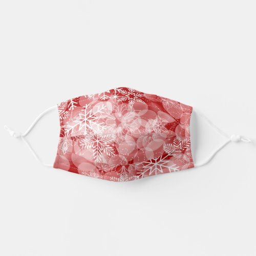 Red and White Snowflakes Christmas Pattern Adult Cloth Face Mask