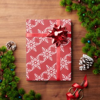 Red and White Snowflakes Christmas 