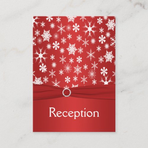 Red and White Snowflakes Enclosure Card Business Card Template
