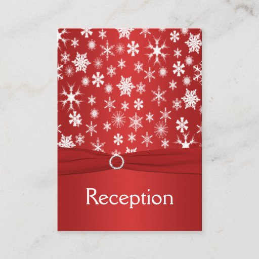 Customizable Red and White Snowflakes Enclosure Card Business Card Template