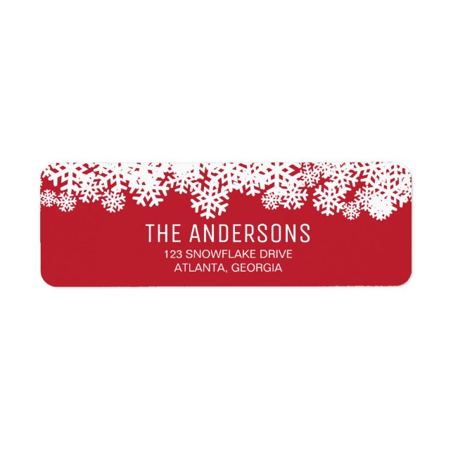 Red and White Snowflakes  |  Holiday  | Christmas Label (Front)