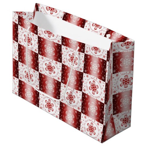 Red and White Snowflakes Large Gift Bag