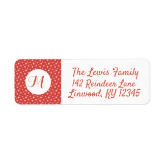 Red and White Snowflakes Monogrammed Label
