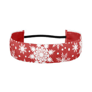 Red and White Snowflakes Seamless Pattern Athletic Headband