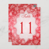 Red and White Snowflakes Table Number Card (Front/Back)