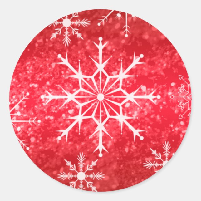 Red and White Snowflakes Wedding Envelope Seal (Front)