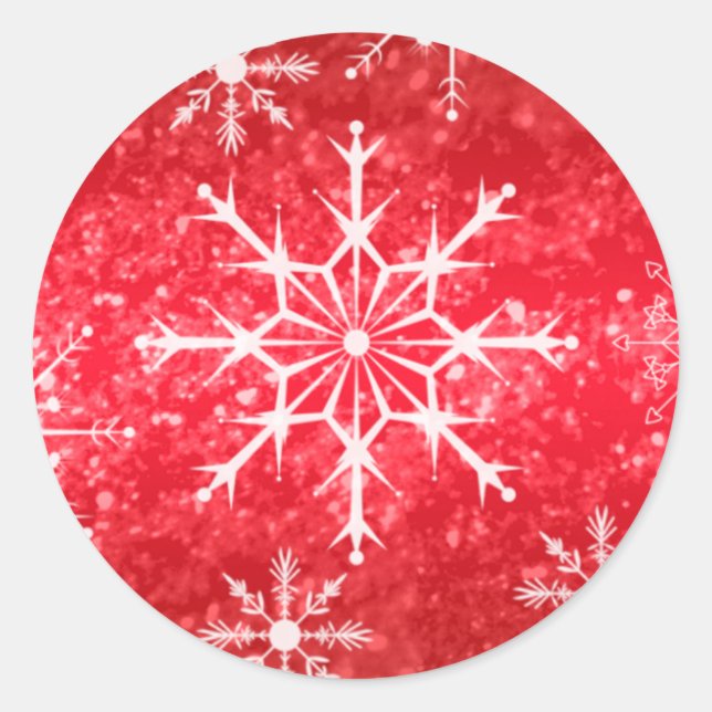 Red and White Snowflakes Wedding Envelope Seal (Front)