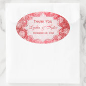 Red and White Snowflakes Wedding Favor Sticker (Bag)