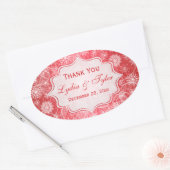 Red and White Snowflakes Wedding Favor Sticker (Envelope)