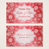 Red and White Snowflakes Wedding Favor Tag (Front & Back)