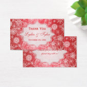 Red and White Snowflakes Wedding Favor Tag (Desk)