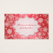 Red and White Snowflakes Wedding Favor Tag (Back)