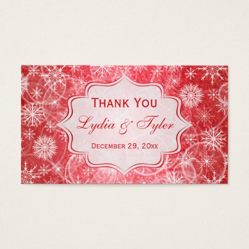 Red and White Snowflakes Wedding Favor Tag