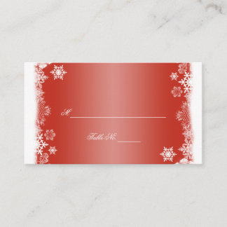 Red and White Snowflakes Wedding Place Cards