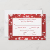 Red and White Snowflakes Wedding Reply Card 2 (Back)