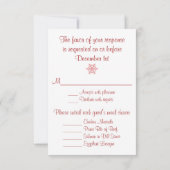 Red and White Snowflakes Wedding Reply Card 3 (Back)