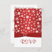 Red and White Snowflakes Wedding Reply Card 3 (Front/Back)