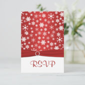 Red and White Snowflakes Wedding Reply Card 3 (Standing Front)