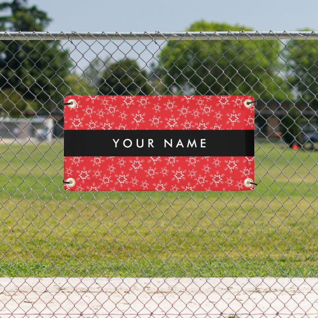 Red and White Snowflakes, Your name, Personalize Banner (Insitu)
