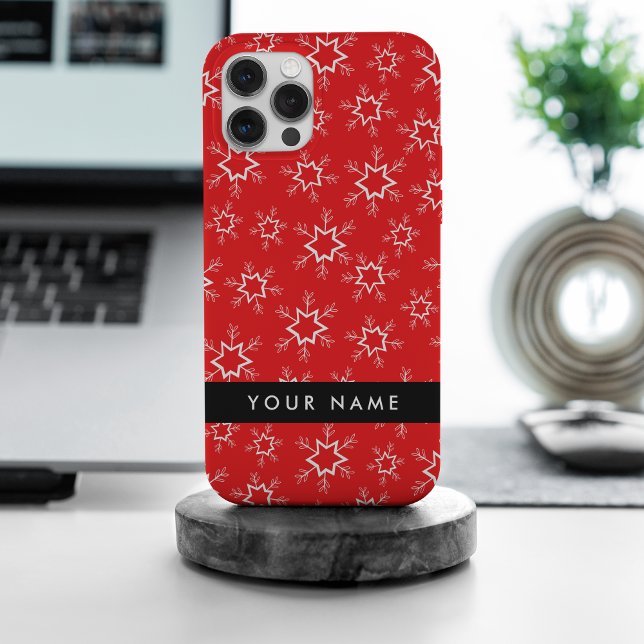 Red and White Snowflakes, Your name, Personalize Case-Mate iPhone Case (Creator Uploaded)