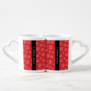 Red and White Snowflakes, Your name, Personalize Coffee Mug Set