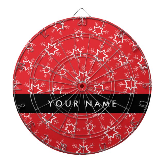 Red and White Snowflakes, Your name, Personalize Dart Board (Front)