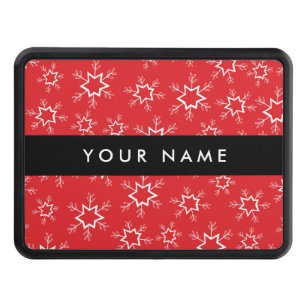 Red and White Snowflakes, Your name, Personalize Hitch Cover