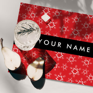 Red and White Snowflakes, Your name, Personalize Placemat