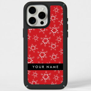 Red and White Snowflakes, Your name, Personalize iPhone 15 Pro Max Case