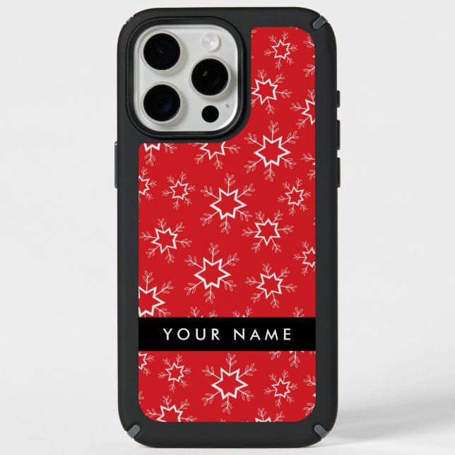 Red and White Snowflakes, Your name, Personalize Speck iPhone Case (Front)