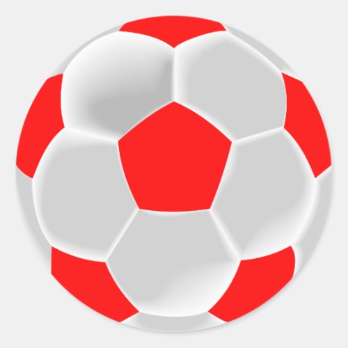 Red and White Soccer Ball Classic Round Sticker