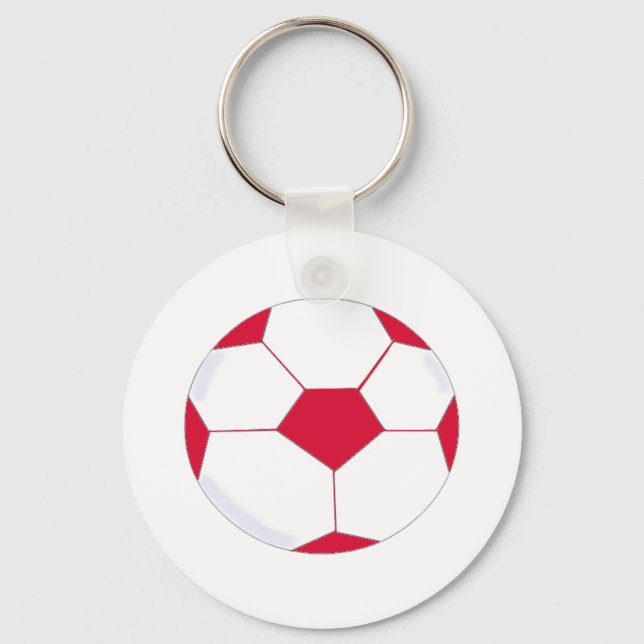 Red and White Soccer Ball Keychain (Front)