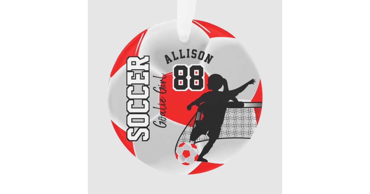 Red and White Soccer ⚽Goalie Girl Ornament Zazzle