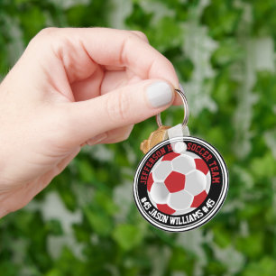 Red and White Soccer ⚽ Keychain