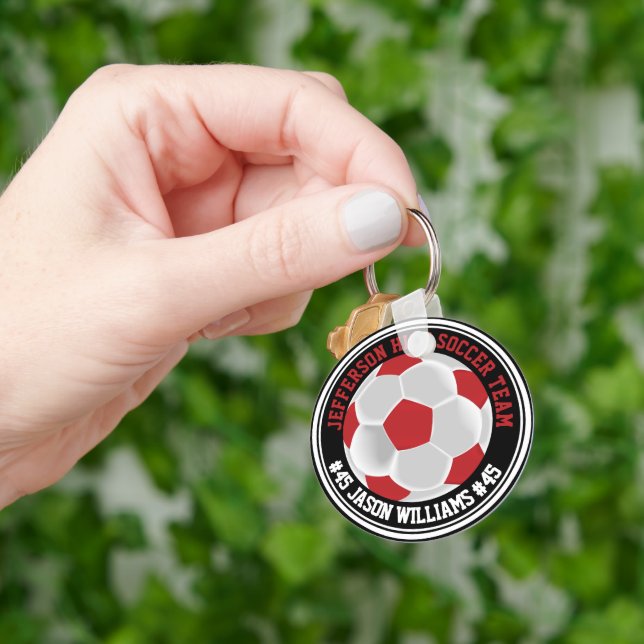 Red and White Soccer ⚽ Keychain (Hand)