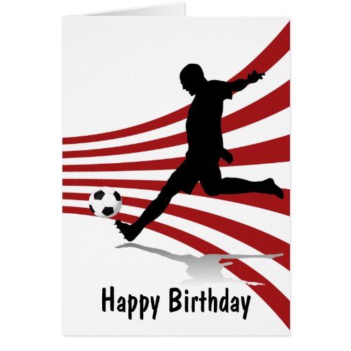 Red and White Soccer Player Happy Birthday Card | Zazzle