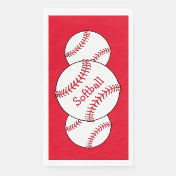 Red And White Softball Sports Paper Guest Towel by Bebops at Zazzle