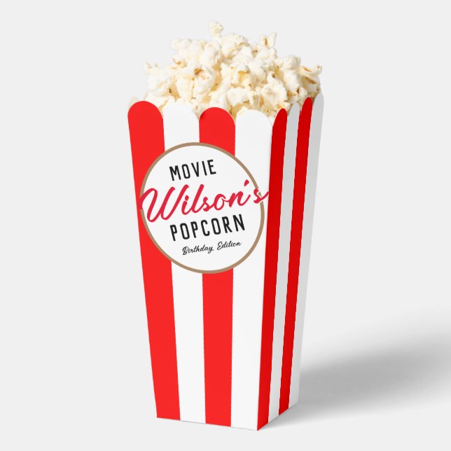 Red and White Special Event Movie Night Popcorn Favor Boxes (Popped)