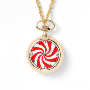 red and white spiral print watch