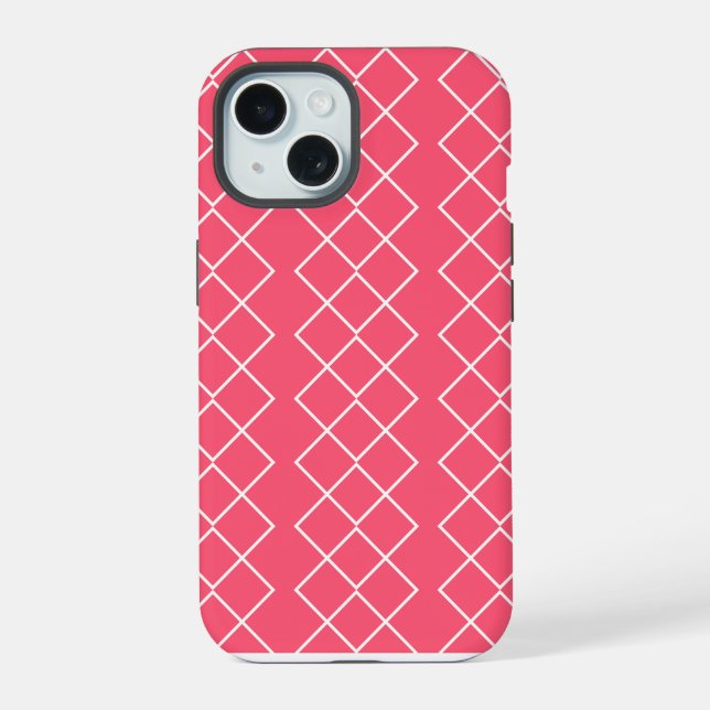 Red and White Square Chains Iphone Case (Back)