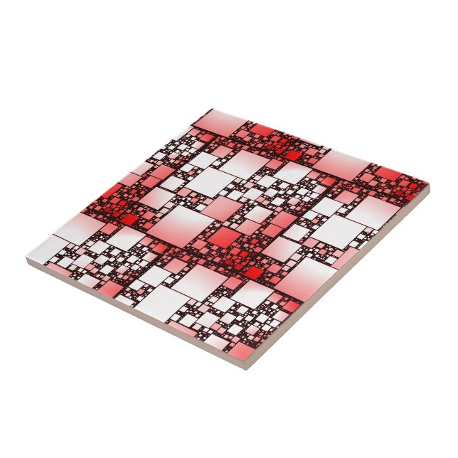 Red and White Square Dancing Ceramic Tile (Side)