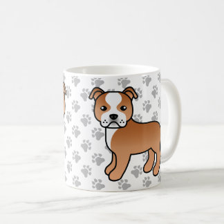 Red And White Staffordshire Bull Terrier Dog Coffee Mug